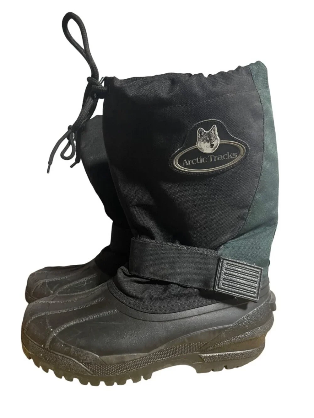 Arctic Tracks Winter Snow Boots Black & Green Insulated Waterproof Outdoor Mens